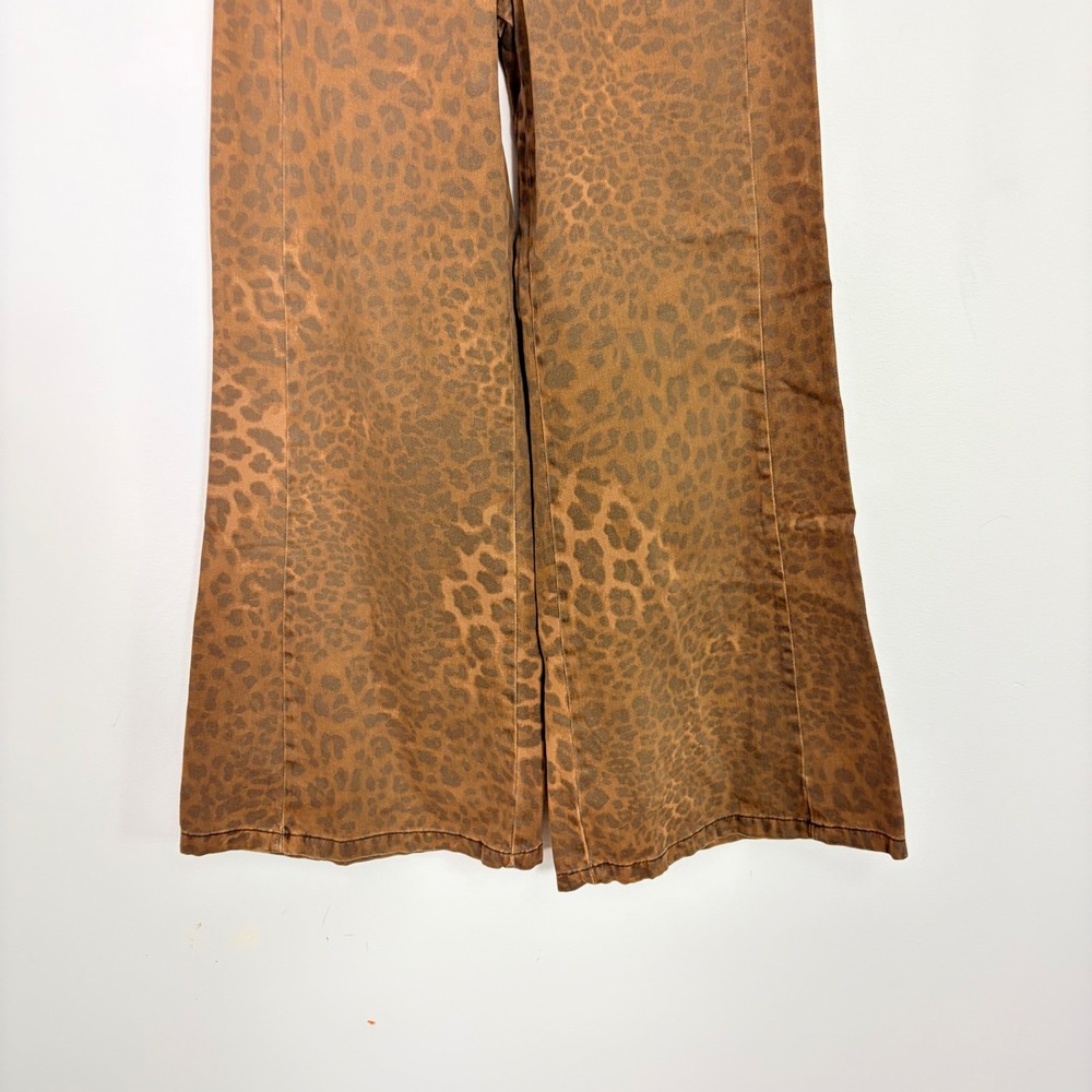 Pilcro Anthropologie Adi Leopard Mid-Rise Flare Jeans Brown Animal Print 25 - Picture 3 of 9